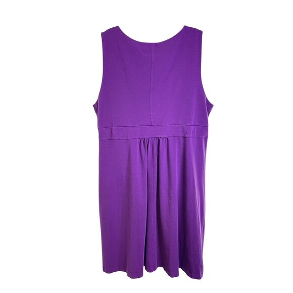 Lands End Purple Sleeveless VNeck Pleated Dress 3X 24W 26W Viscose Blend u - Picture 8 of 10